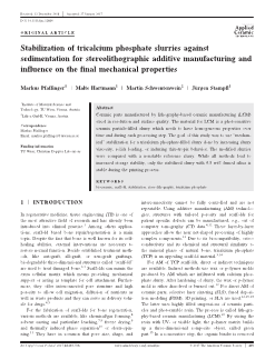Stabilization of tricalcium phosphate slurries against sedimentation for stereolithographic additive manufacturing and influence on the final mechanical properties cover image