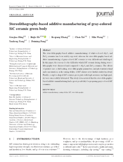 Stereolithography-based additive manufacturing of gray-colored SiC ceramic green body