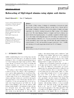 Robocasting of MgO-doped alumina using alginic acid slurries