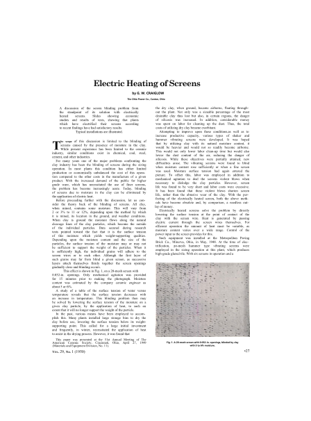 Electric Heating of Screens