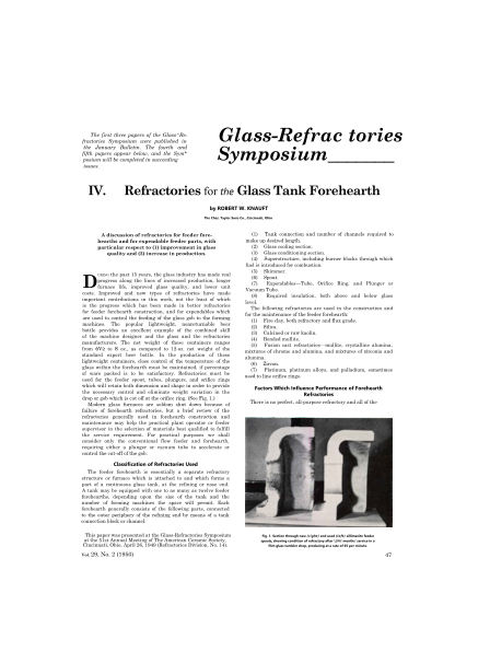 Refractories for the Glass-Tank Forehearth