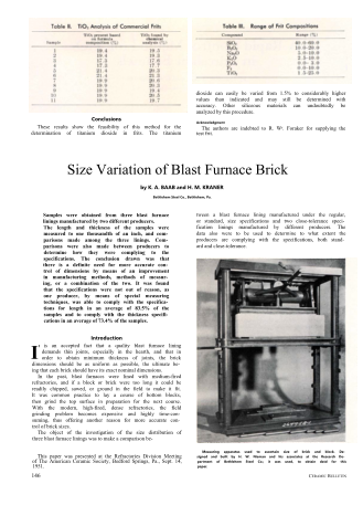 Size Variation of Blast Furnace Brick 