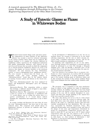 A Study of Eutectic Glasses as Fluxes in Whiteware Bodies 