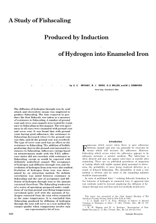A Study of Fishscaling Produced by Induction of Hydrogen into Enameled Iron 