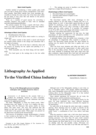 Lithography As Applied to the Vitrified China Industry 