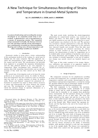 A New Technique for Simultaneous Recording of Strains and Temperature in Enamel-Metal Systems 