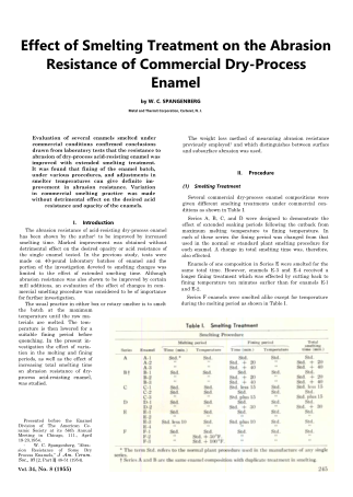Effect of Smelting Treatment on the Abrasion Resistance of Commercial Dry-Process Enamel 
