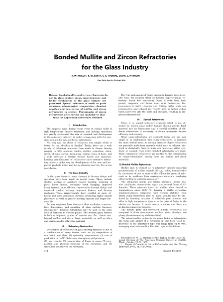 Bonded Mullite and Zircon Refractories for the Glass Industry 