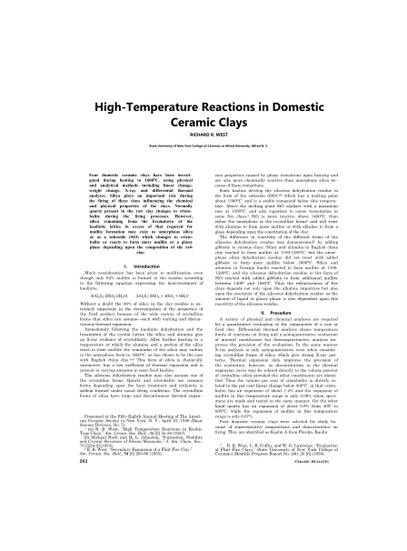 High-Temperature Reactions in Domestic Ceramic Clays 