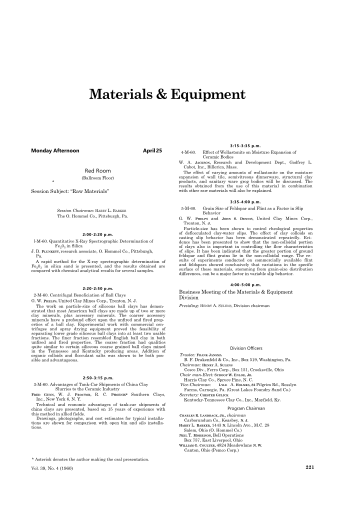 Materials & Equipment 