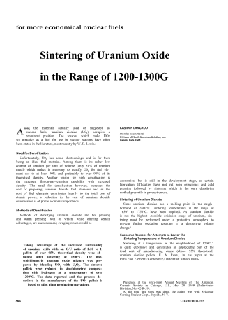 Sintering of Uranium Oxide in the Range of 1200-1300C 