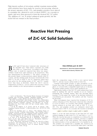 Reactive Hot Pressing of ZrC UC Solid Solution 