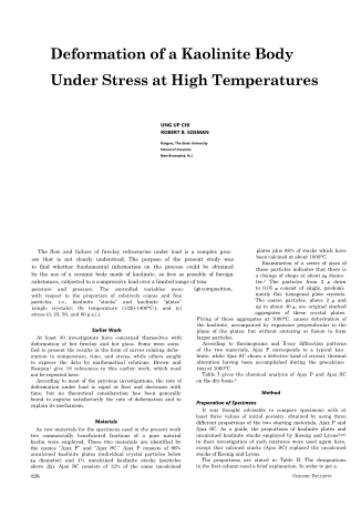Deformation of a Kaolinite Body Under Stress at High-Temperatures 
