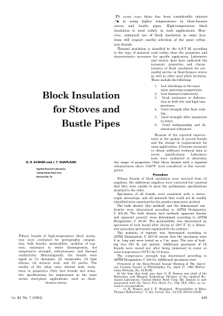 Block Insulation for Stoves and Bustle Pipes 