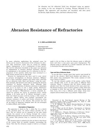 Abrasion Resistance of Refractories 