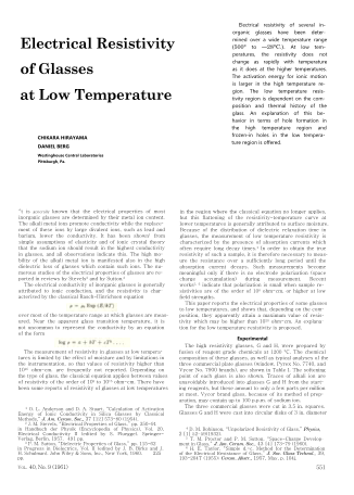 Electrical Resistivity of Glasses at Low Temperature 