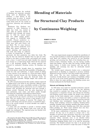 Blending of Material for Structual Clay Products by Continuous Weighing 