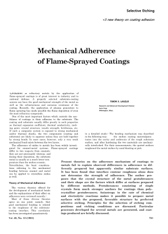 Mechanical Adherence of Flame-Sprayed Coatings 
