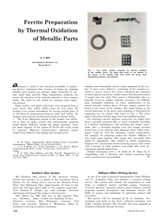 Ferrite Preparation by Thermal Oxidation of Metallic Parts 