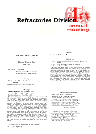 Refractories Division Program 