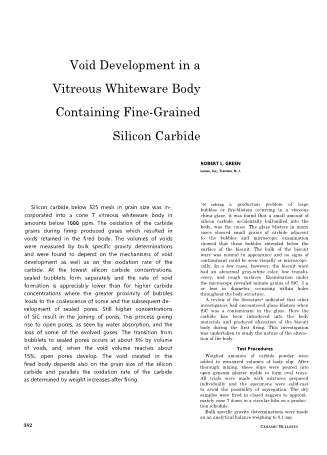 Void Development in a Vitreous Whiteware Body Containing Fine-Grained Silicon Carbide 