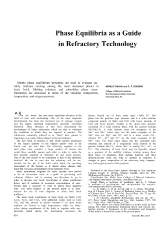Phase Equilibria as a Guide in Refractory Technology 