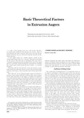 Basic Theoretical Factors in Extrusion Augers 