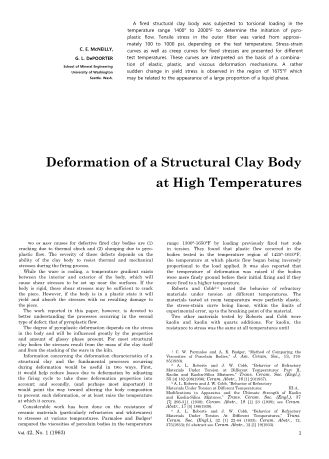 Deformation of a Structural Clay Body at High Temperatures 