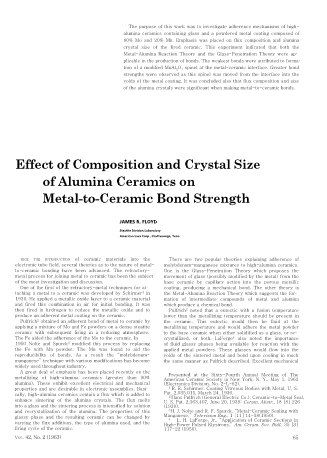 Effect of Composition and Crystal Size of Alumina Ceramics on Metal-to-Ceramic Bond Strength 