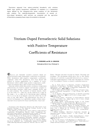 Yttrium-Doped Ferreolectric Solid Solutions with Positive Temperature Coefficients of Resistance 