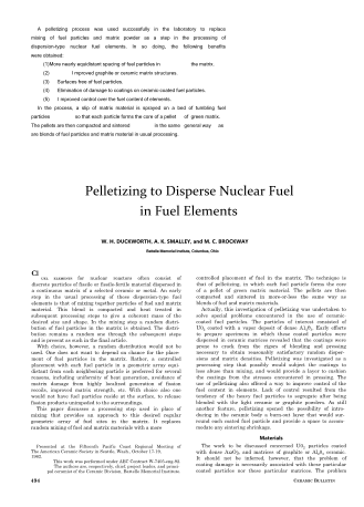 Pelletizing to Disperse Nuclear Fuel in Fuel Elements 