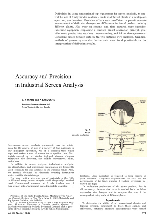Accuracy and Precision in Industrial Screen Analysis 