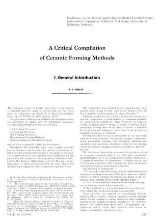 A Critical Compilation of Ceramic Forming Methods 