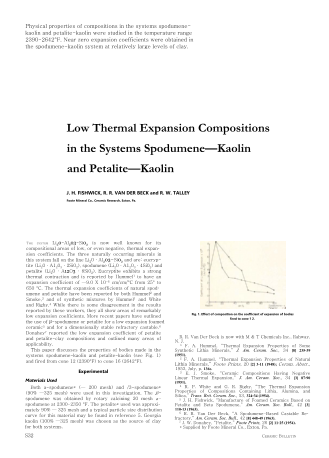 Low Thermal Expansion Compositions in the Systems Spodumene-Kaolin and Letalite-Kaolin 