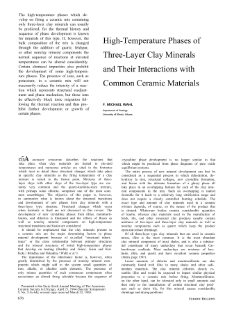 High-Temperature Phases of Three-layer Clay Minerals and Their Interactions with Common Ceramic Materials 