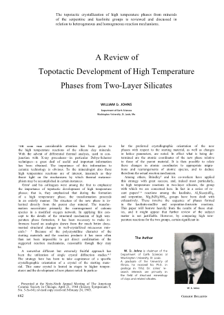 A Review of Topotactic Development of High-Temperature Phases from Two-Layer Silicates 