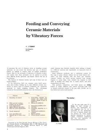 Feeding and Conveying Ceramic Materials by Vibratory Forces 