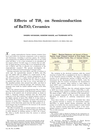 Effects of T1O2 on Semiconduction of BaTiO2 Ceramics 
