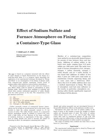 Effect of Sodium Sulfate and Furnace Atmosphere on Fining a Container-Type Glass 
