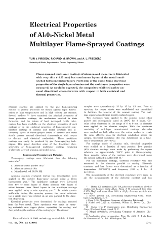 Electrical Properties of Al2O3-Nickel Metal Multilayer Flame-Sprayed Coatings 