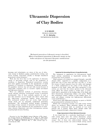 Ultrasonic Dispersion of Clay Bodies 