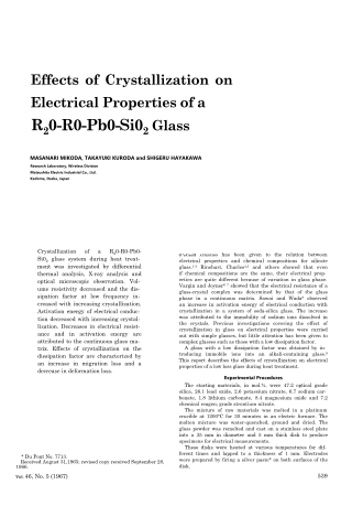 Effects of Crystallization on Electrical Properties of a Ro Ro PbO SiO2 Glass 