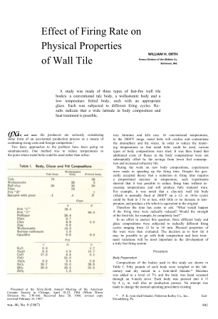 Effect of Firing Rate on Physical Properties of Wall Tile 
