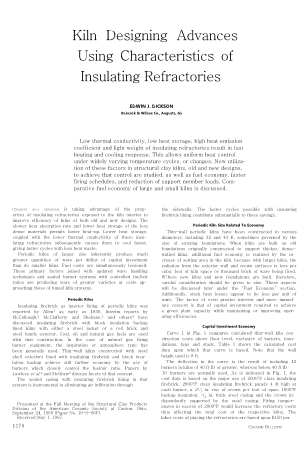 Kiln Designing Advances Using Characteristics of Insulating Refractories 