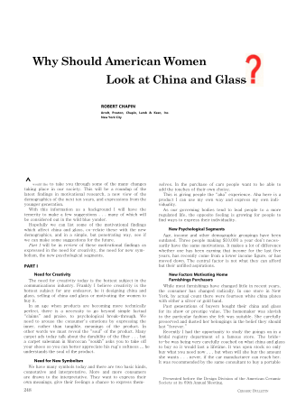 Why Should American Women Look at China and Glass? 