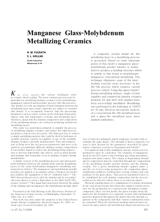 Manganese Glass-Molybdenum Metalizing Ceramics 
