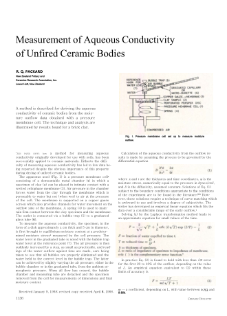Measurement of Aqueous Conductivity of Unfired Ceramic Bodies 
