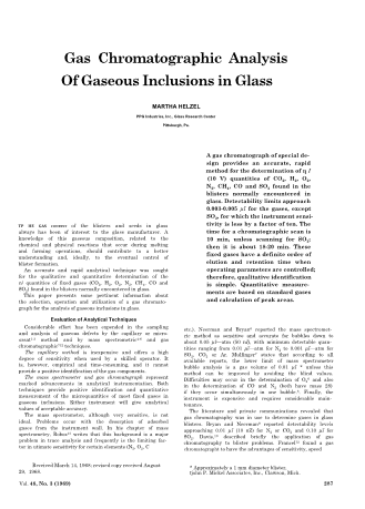 Gas Chromatographic Analysis of Gaseous Inclusions on Glass 