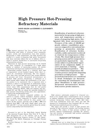 High Pressure Hot-Pressing Refractory Materials 