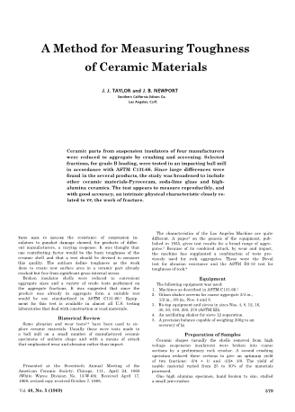 A Method for Measuring Toughness of Ceramic Materials 